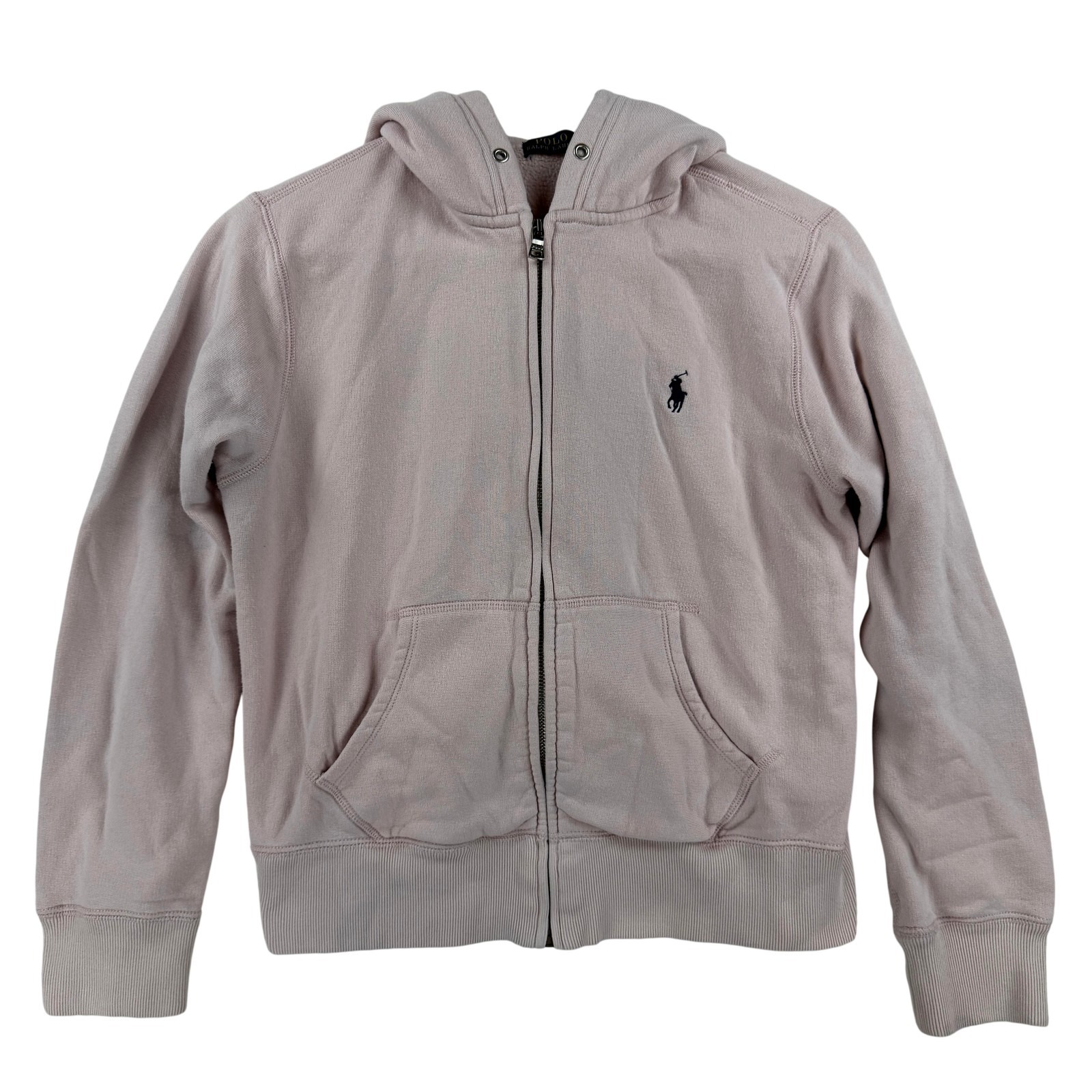 Polo Ralph Lauren Hoodie Sweatshirt Girls Medium Pink Full Zip Fleece Pony